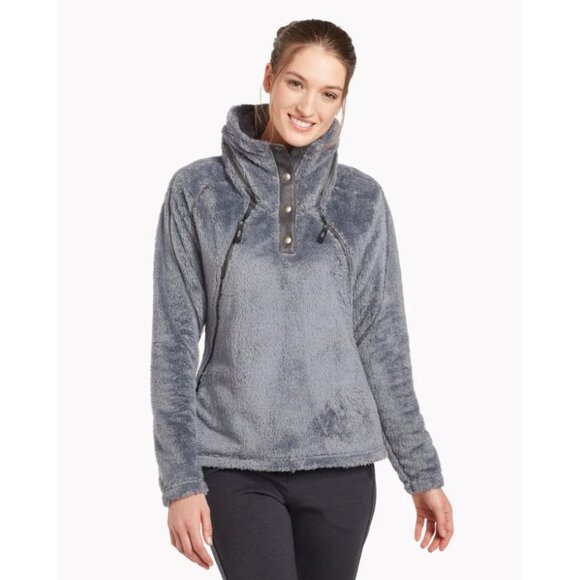 Kuhl Jackets & Blazers - Kuhl Womens Flight Pullover Snap Front‎ Hooded Fleece Jacket Flint Gray Size XS